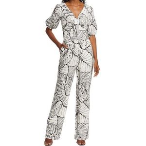 Marchesa NOTTE Knotted Printed Crepe Wide-Leg Jumpsuit